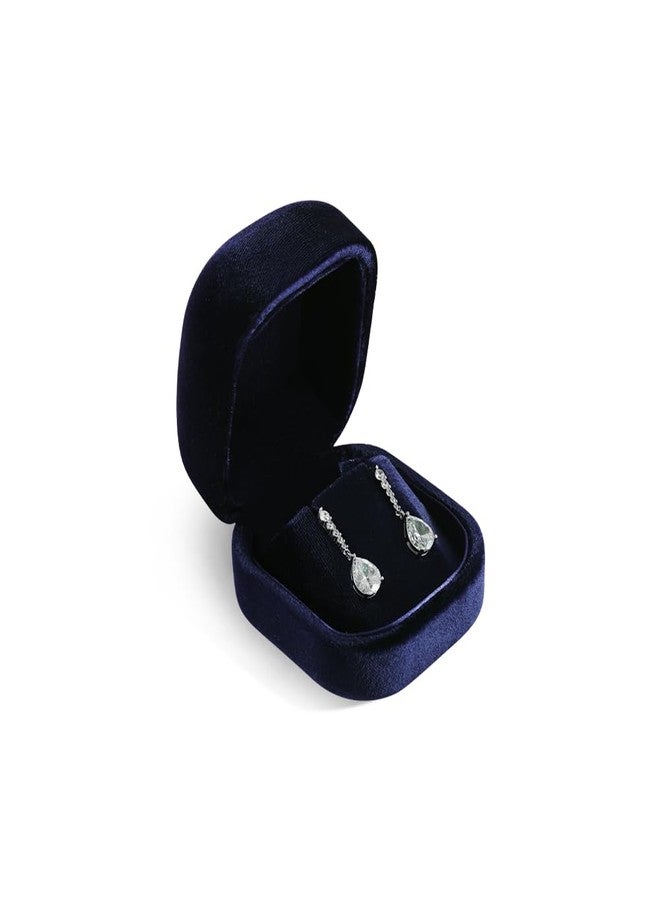 Dansmiy Resilient Velvet Ring Earrings Bracelet Necklace Display Box, Travel Mini Jewelry Organizer Case (Blue, Earrings Box) - Image 5